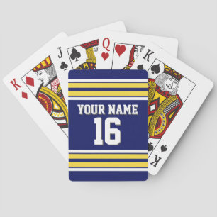 DIY BG Navy Yellow Team Jersey Custom Number Name Playing Cards
