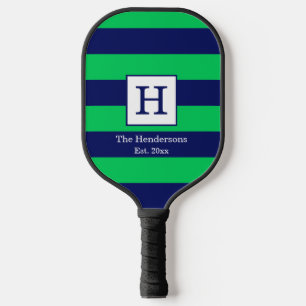 DIY BG Stripe Frame Name Monogram Blue SV Emerald  Pickleball Paddle