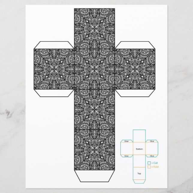 DIY black and white trendy doodle box Template (Front)