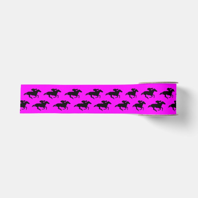 DIY Black Race Horses on Any Colour Grosgrain Ribbon (Front)
