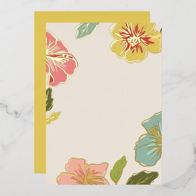DIY Blank Aloha Hawaiian Flowers with Gold (Front/Back)