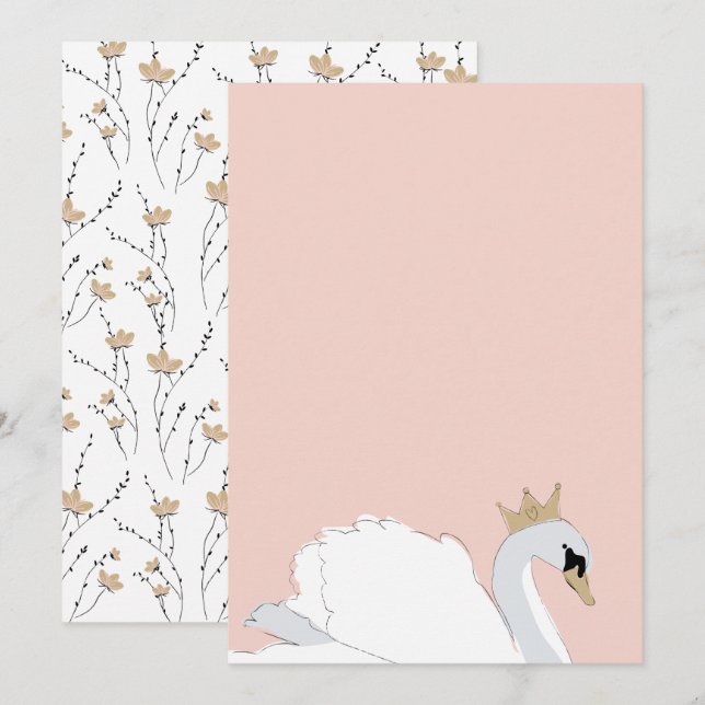 DIY Blank Swan Princess Party Invitation (Front/Back)