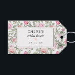 DIY Blush Pink Rose Floral Bridal Shower Gift Tags<br><div class="desc">Chic and elegant bridal shower favour tag begins with a feminine all-over soft pastel blush pink rose floral print. A rectangular white frame on the front surrounds the bride's name, bridal shower and date. A pink heart separates the text. This gift tag is part of the Summer Romance collection that...</div>