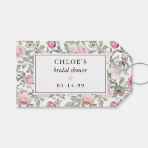 DIY Blush Pink Rose Floral Bridal Shower Gift Tags