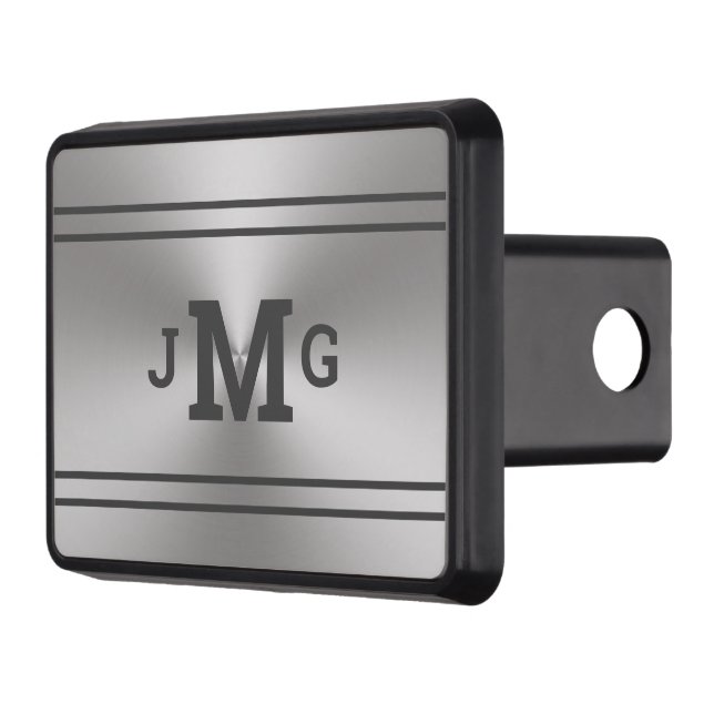 DIY Brushed Metal Look Monogrammed Trailer Hitch Cover (Left)