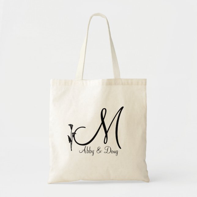 DIY Calla lily logo with monogram Tote Bag (Front)