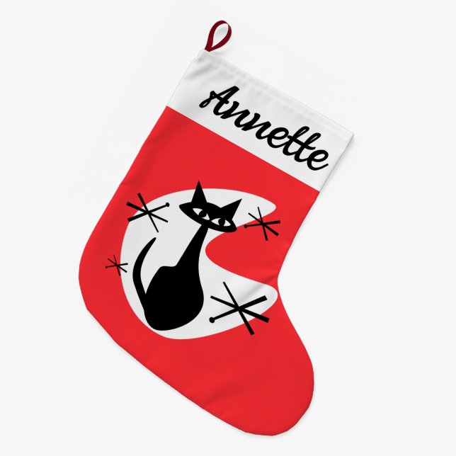 DIY Christmas Stocking - Atomic Age Cat Starburst  (Front (Hanging))