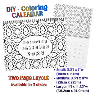 DIY Coloring Pattern custom Outline Art -  Calendar