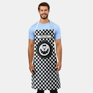 DIY Colors Black White Checkerboard Croissant Wine Apron