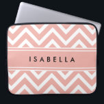 DIY Colors Chevron Pattern Monogrammed Name Pink Laptop Sleeve<br><div class="desc">Protect your laptop in style with a chic modern sleeve. Design features a pretty pink faux rose gold foil chevron zig-zag pattern and stripe, and your name or other customized text in a simple black typography font. This elegant and trendy computer case makes a stylish gift for her.</div>