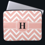 DIY Colors Chevron Pattern Monogrammed Pink Laptop Sleeve<br><div class="desc">Protect your laptop in style with this elegant and girly pretty pink sleeve.  Design features white and faux rose gold foil chevron zig-zag pattern and stripe,  and your personalized monogram in a simple modern black typography font. This stylish and trendy computer case makes a chic gift for her.</div>