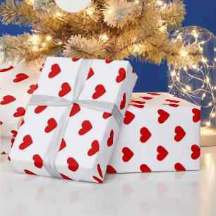 DIY Colors Hearts Pattern Red White Wrapping Paper