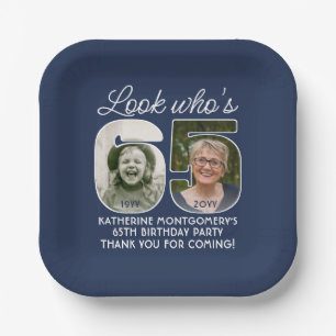 DIY Colors • Look Who's 65 Birthday Party 2 Photo Paper Plate