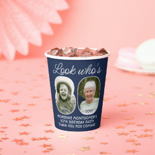 DIY Colors • Look Who's 80 Birthday Party 2 Photo Paper Cups