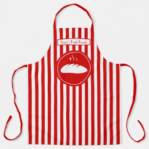 DIY Colors Vertical Stripe Red White Bread Baker Apron