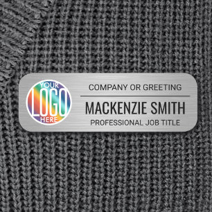DIY Colour Brushed Grey Printed Plastic Employee Name Tag