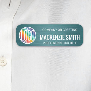 DIY Colour Brushed Teal Printed Plastic Employee Name Tag