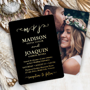 DIY Colour Elegant Script Initials Photo Wedding