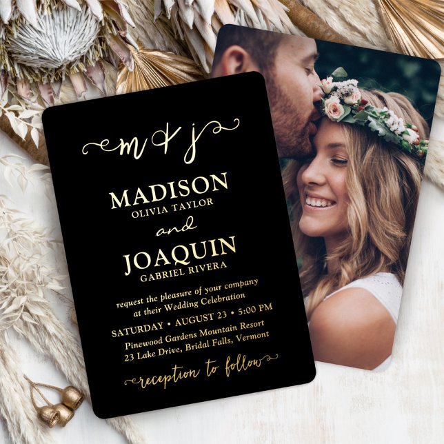 DIY Colour Elegant Script Initials Photo Wedding (Creator Uploaded)