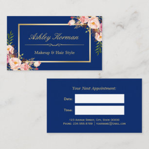 DIY Colour   Floral Gold Beauty Salon Appointment Card