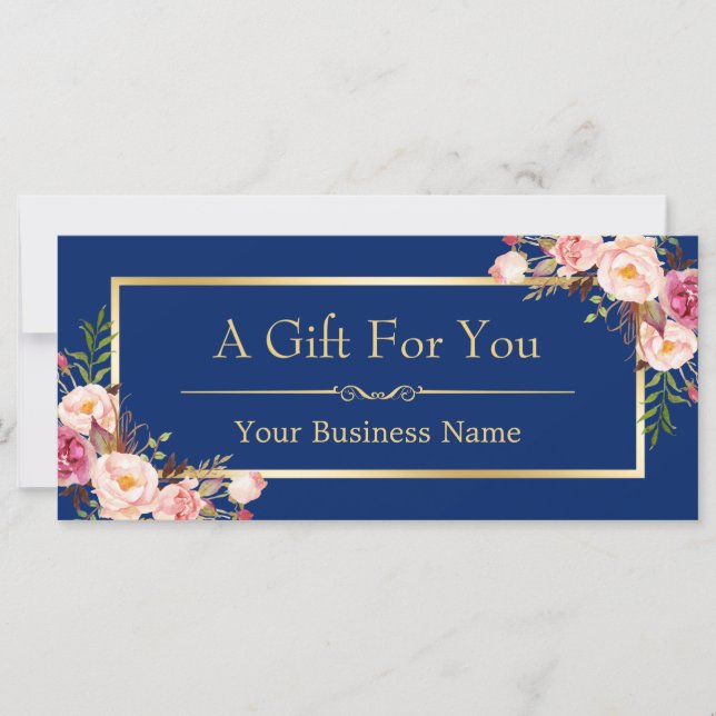 DIY Colour | Floral Gold Gift Certificate Card (Front)
