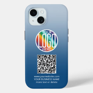 DIY Colour Gradient • Business Logo & QR Code Toug iPhone 15 Case
