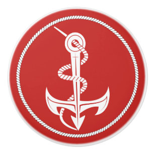DIY Colour with White Nautical Anchor Ceramic Knob