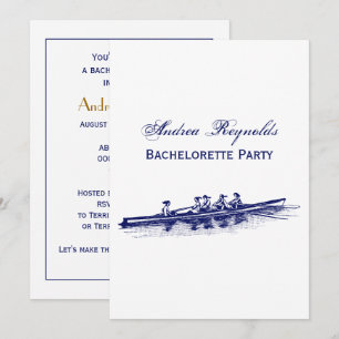 DIY Colour Women Rowing Rower Crew Team Sports Blu Invitation