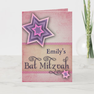 DIY Colourful Bat Mitzvah design Note Card