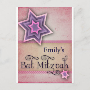DIY Colourful Bat Mitzvah design Postcard