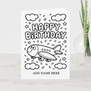 DIY colouring folded airplane birthday card