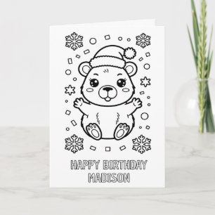 DIY colouring folded christmas capybara birthday  Card