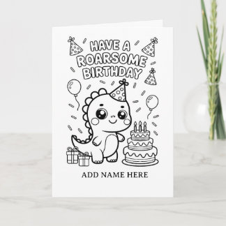 DIY colouring folded dinosaur birthday card