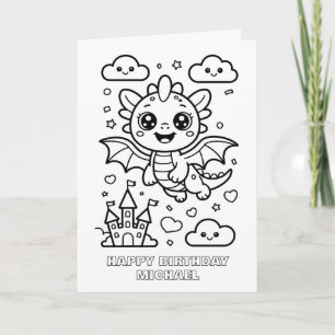 DIY colouring folded dragon birthday card