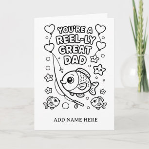 DIY colouring folded fishing birthday card