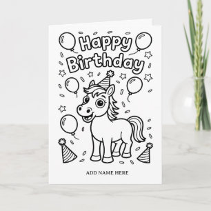 DIY colouring folded horse birthday card