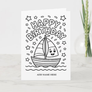 DIY colouring folded nautical birthday card