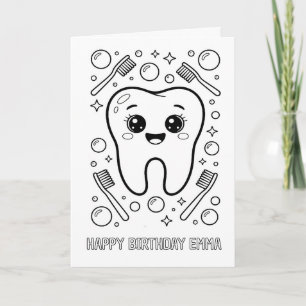 DIY colouring folded tooth birthday card