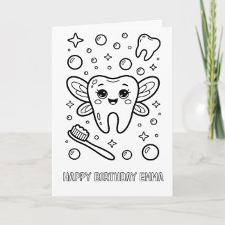 DIY colouring folded tooth fairy birthday card