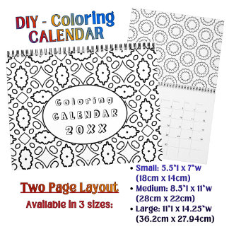 DIY Colouring Pattern custom Outline Art Calendar