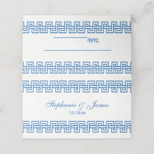 DIY Colours Azure Blue Greek Key Meander Border #5 Place Card