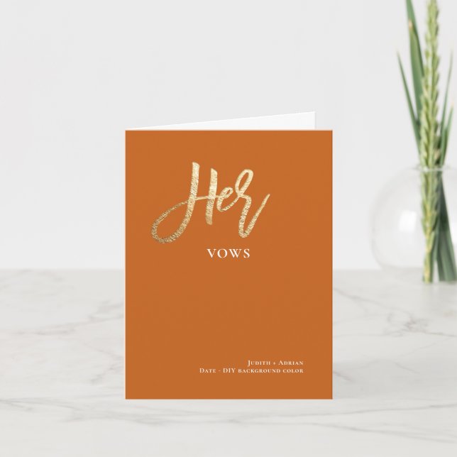 DIY Colours Chic Faux Gold Her Vows Card (Front)