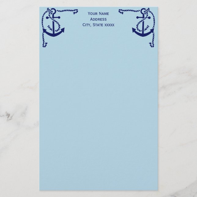 DIY Colours Corner Anchor with Rope Navy Light Blu Stationery (Front)