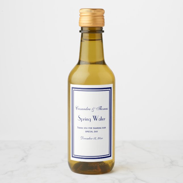DIY Colours Elegant Blue Framed Water Bottle Label (Front)