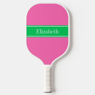 DIY Colours Emerald Green Ribbon Hot Pink BG S Pickleball Paddle