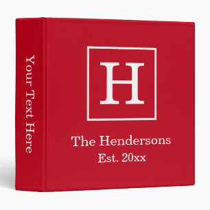 DIY Colours Framed Initial Name Monogram SV Red Wh Binder