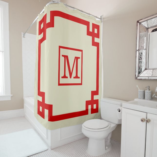 DIY Colours Greek Key #2 Framed Monogm Red Beige S (In Situ)
