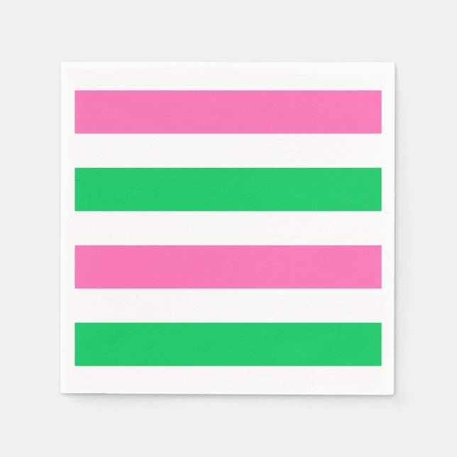 DIY Colours Hot Pink Emerald Green White Stripe Napkin (Front)