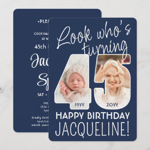 DIY Colours • Look Who's 45 Birthday Party 2 Photo Invitation