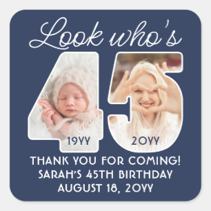 DIY Colours • Look Who's 45 Birthday Party 2 Photo Square Sticker